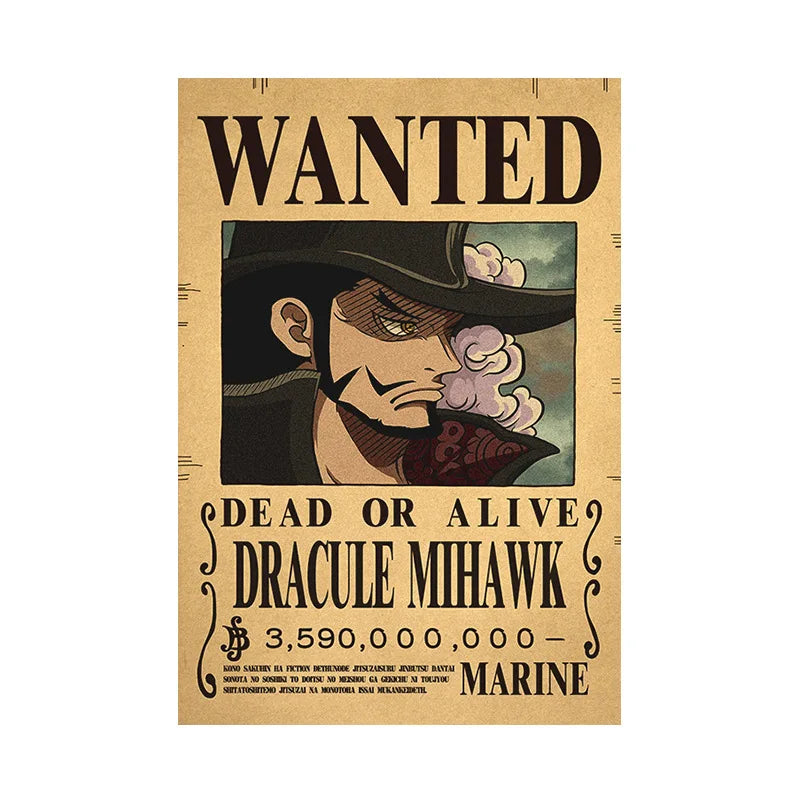 Poster Wanted One Piece Dracule Mihawk
