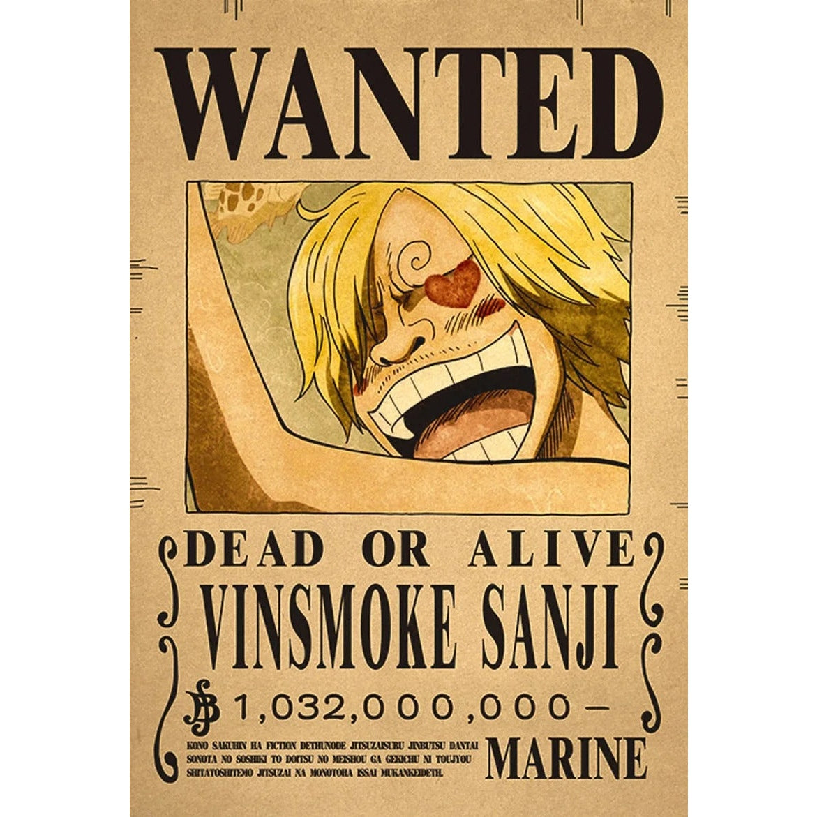 Poster Wanted One Piece Vinsmoke Sanji