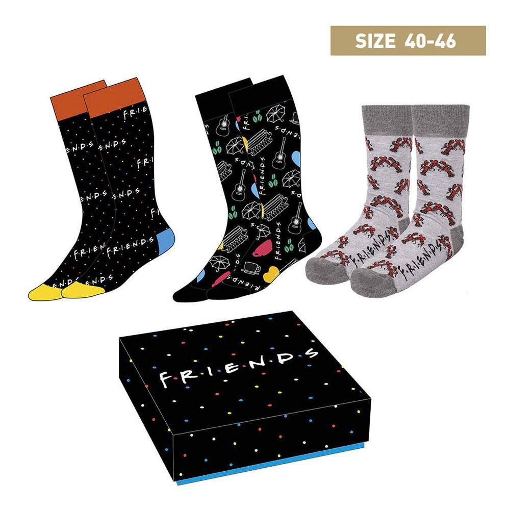Friends Socks 3-Pack Symbols 40-46 Calzini nerd-pug