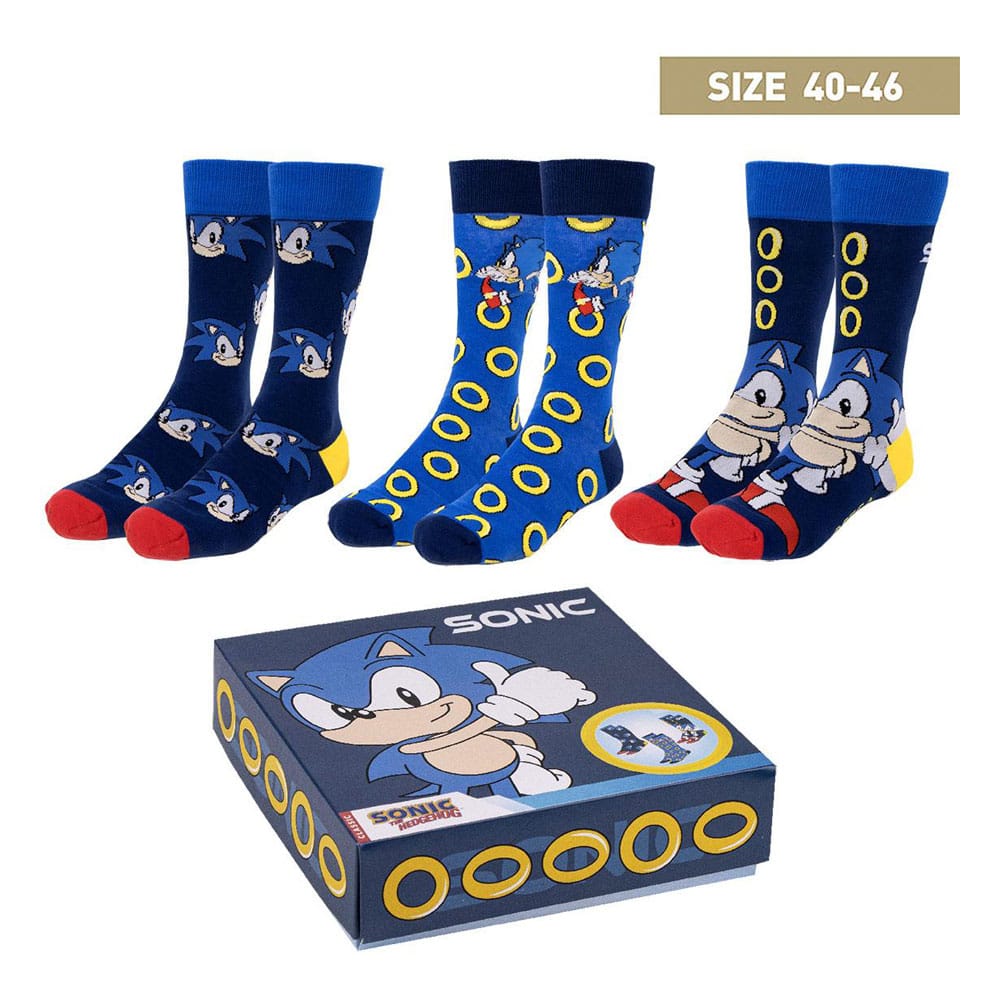 Sonic the Hedgehog Calzini 3-Pack Sonic 40-46